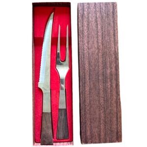MCM Burnco Rose Wood Handle Stainless Steel "Steak & Rib" Set Made In Japan